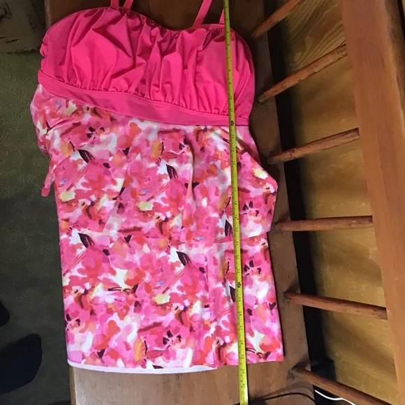 Kona Sol Pink Floral Swim Tankini Top 2X & Black Shorts Large Booty Lift - Picture 9 of 14